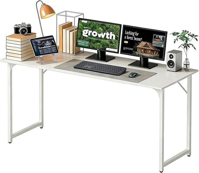 BestOffice Computer Desk,Home Office Desk, Modern Simple Style for Home Office Study Writing (White, 55 Inch) by BestOffice