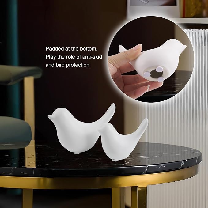 Notakia Small White Birds Statues Home Decor Modern Style Decorative Ornaments for Living Room Decor, Bedroom, Office Desktop, Cabinets (2Pcs White Birds) - Image 6