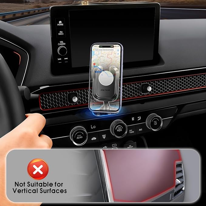 Car Phone Mount for Pop Socket: Strong Adhesive Cell Phone Holder for Automobile Dashboard - Adjustable Dash Sticky Cellphone Stand for iPhone Samsung with Thick Socket Wallet Grip Card Holder - Image 5