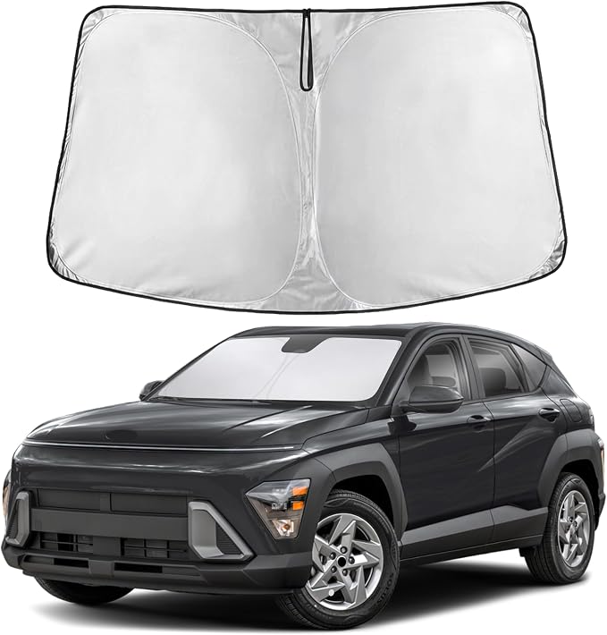EcoNour Windshield Sunshade Compatible for Hyundai Kona 2024 2025 2026, Sun Visor for Front Windshield & Window Sun Shade Cover, UV Heat Blocker & Protector, Car Accessories by EcoNour