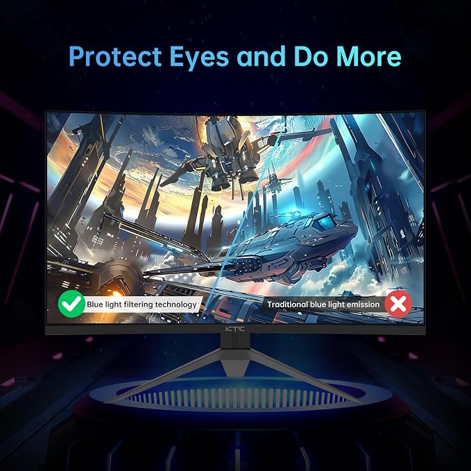 KTC 32 inch 240Hz Curved Gaming Monitor, 1080P Curved Monitor 1ms, H32S17F | 1500R, Adaptive Sync, HDR10, 125%sRGB, HDMI 2.0 x2 & DP1.4 x1, VESA, Tilt Adjustable, for Xbox PS5 Switch, Black - Image 8