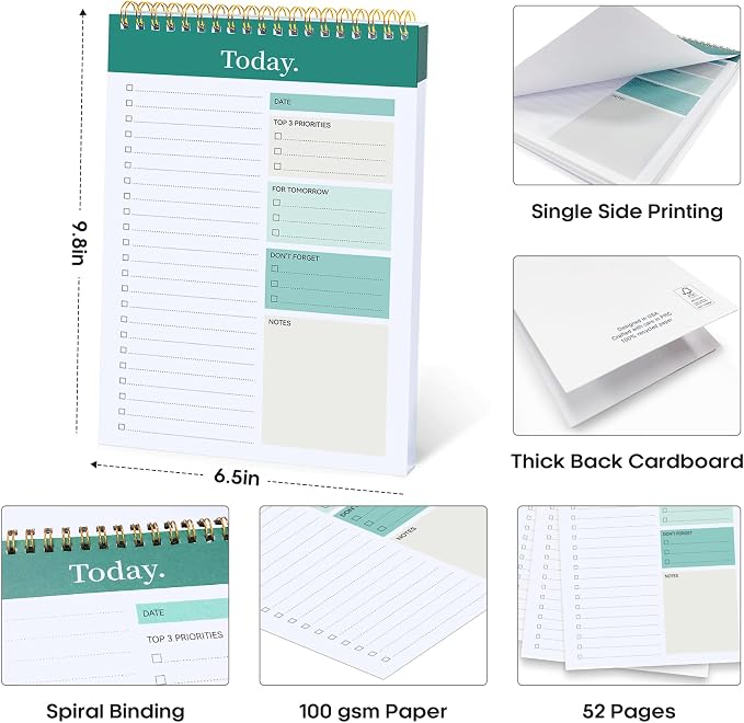 Taja To Do List Notepad, Undated Daily Planner for Work and Goal Setting | Greenery Sway, 52 Sheets, 9.8" x 6.5" , for Office, Home and school, Daily Task Planning, Notes and Everyday Organization - Image 6