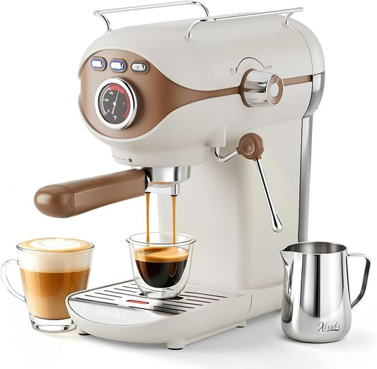 XIXUBX Espresso Machine, Compact Espresso Maker with Milk Frother | 20-Bar Pump, PID Control, Low Vibration Coffee Maker, for Small Kitchen, Home, Brews Latte, Cappuccino by XIXUBX