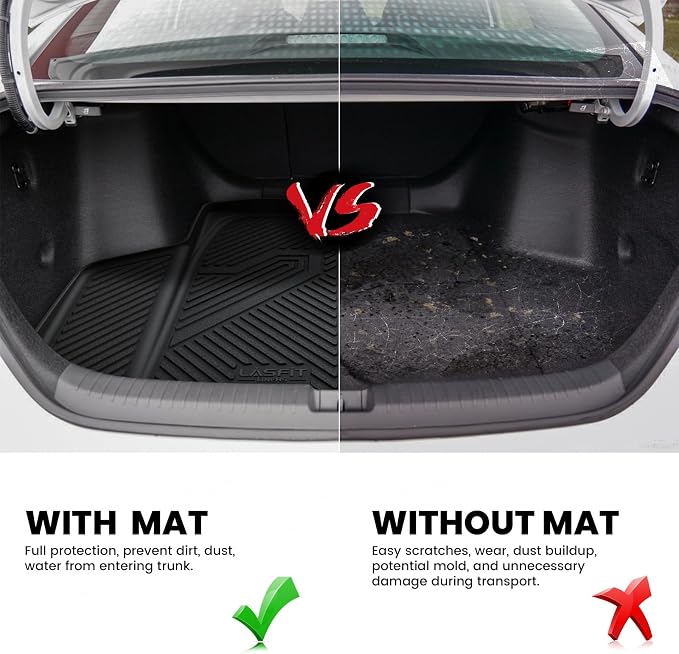 LASFIT Trunk Mat for Honda Accord Seden 2026 2025 2024 2023 2022 2021 2020 2019 2018 (Gasoline & Hybrid), All Weather TPE Custom Fit Accord Trunk Liner Trunk Tray Cargo Liner Accessories, Black - Image 4
