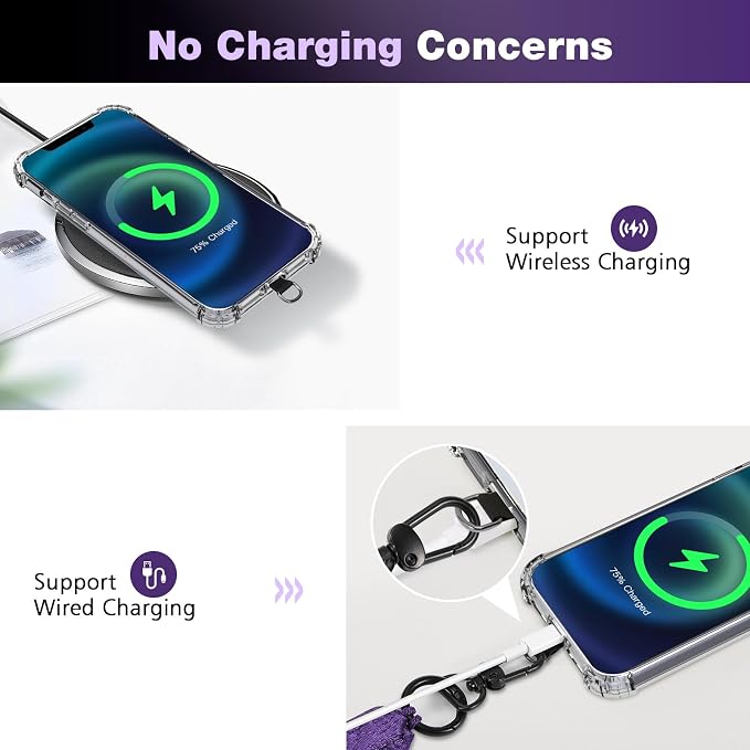 MoKo Universal Phone Lanyard, Nylon Adjustable Cell Phone Crossbody Strap Detachable Women & Men Cellphone Lanyards Around the Neck with Patches for iPhone, Most Smartphones, Dark Purple - Image 5
