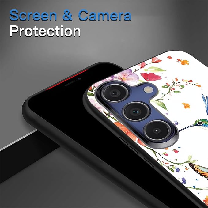 Designed for Galaxy S25 FE Phone Case,Slim Silicone Shockproof Protective Case for Galaxy S25 FE 6.7 inch,Flowers and Hummingbirds Design - Image 5
