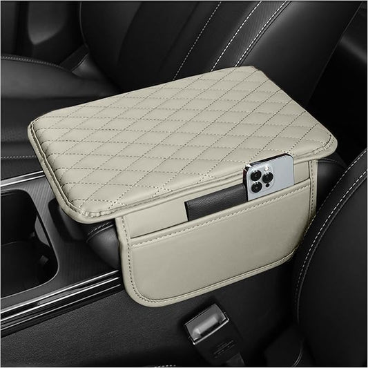 Stacool Upgraded Car Center Console Cover,Microfiber Leather Car Armrest Cover Cushion with 2 Storage Bags,Universal Car Armrest Storage Box (Light Beige) by Unknown