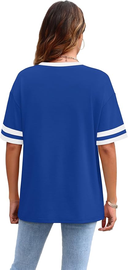 WIHOLL Womens T Shirts Loose Fit Short Sleeve Tees Crew Neck Color Block Summer Tops 2026 Fashion - Image 4