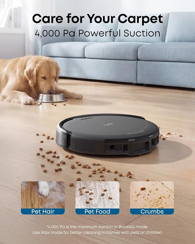 eufy C10 Robot Vacuum Self Emptying, 8 Weeks Hands Free, 2.85-Inch Slim | Advanced Smart Mapping with LiDAR Navigation, Powerful Suction, Edge Expansion Brush for Pet Hair, Carpet Detection - Image 6
