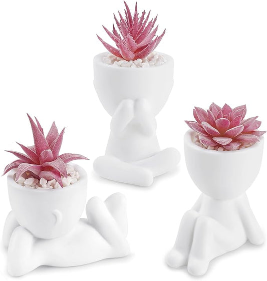 Der Rose 3 Pcs Fake Succulents Plants Artificial Pink Room Office Desk Decor for Women by DerRose