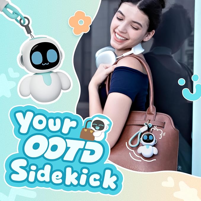 ENERGIZE LAB Eiliko Aquamarine - Your Tiny AI Charm Robot that Matches Every Daily Outfit, Fun Electronic Pendant Toys, for Couples and Best Friends. - Image 3