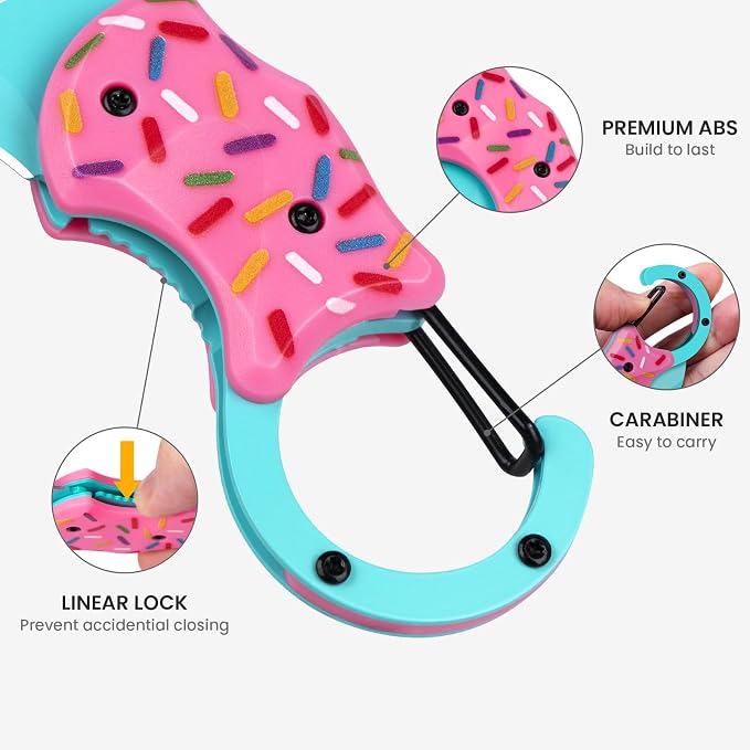 FUNBRO Small Pocket Knife for Women, Edc Knives Tool | Cute Donut Folding Box Cutter with 1.34 Inch Sharp Blade, Great Gift for Her - Image 3