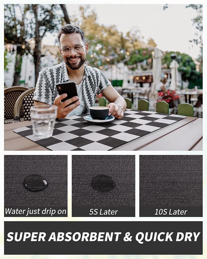 AMOAMI Dish Drying Mat for Kitchen Counter-Coffee Mat Bar Accessories, Hide Stain, Rubber Backed, Absorbent, Fit Under Coffee Maker, Espresso Machine, Pot, Dish Rack,(16X24,Buffalo Black) - Image 4