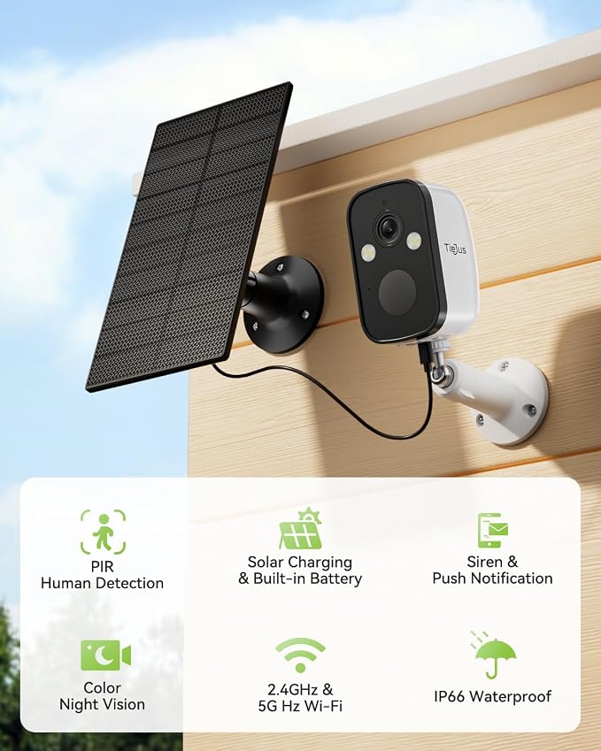 4-Pack 2K 5G Solar Security Cameras Wireless Outdoor for Home | Solar-Powered Camera for Home with Full Color Night Vision, PIR Detection, IP66/Alexa/2 Way Talk,5G/2.4GHz WiFi - Image 8