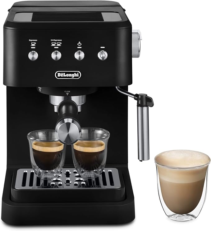 De’Longhi Classic Matte Black Espresso Machine, Easy-to-Use Milk Frother | #1 Worldwide Espresso Machine Maker, Rapid Heat-Up, Preset Single & Double Espresso, Frother, Compact Design by Unknown