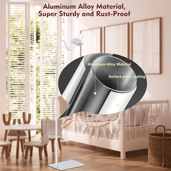 Baby Monitor Floor Stand Compatible with HelloBaby, Nanit Pro, Infant Optics, Babysense, Owlet, Baby, Bonoch, Adjustable Height from 37.4-69, Universal Baby Camera Stand Mount, Safety for Nursery - Image 7