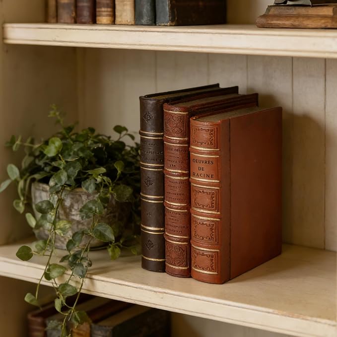 Guichifun Decorative Books Home Decor Accents - Resin Retro Classical Fake Books Faux Books Decoration Gifts for Men Coffee Table Shelf Decor for Living Room Decor 7.8 * 4.7 * 11 Inch - Image 3
