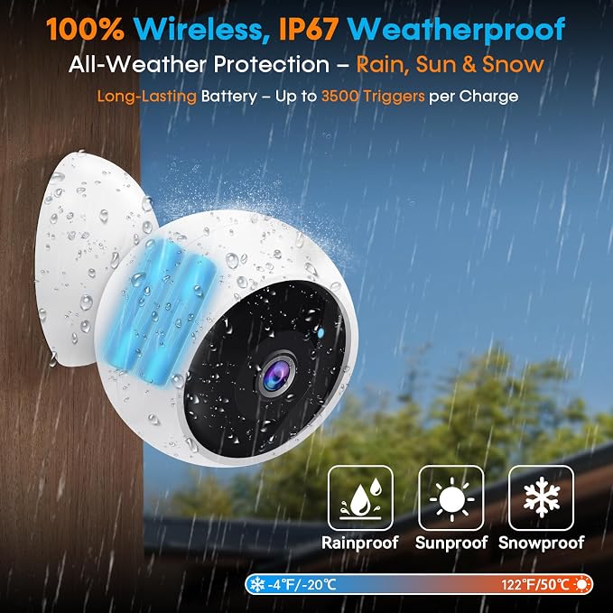 AMTIFO Security Cameras Wireless Outdoor Magnetic - 4-Pack Install-Free Indoor Smart 2K WiFi - Long Battery Life Powered Wireless Security Camera with AI Motion Detection - Image 7