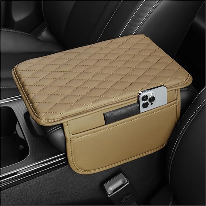 Stacool Upgraded Car Center Console Cover,Microfiber Leather Car Armrest Cover Cushion with 2 Storage Bags,Universal Car Armrest Storage Box (Beige) by Unknown