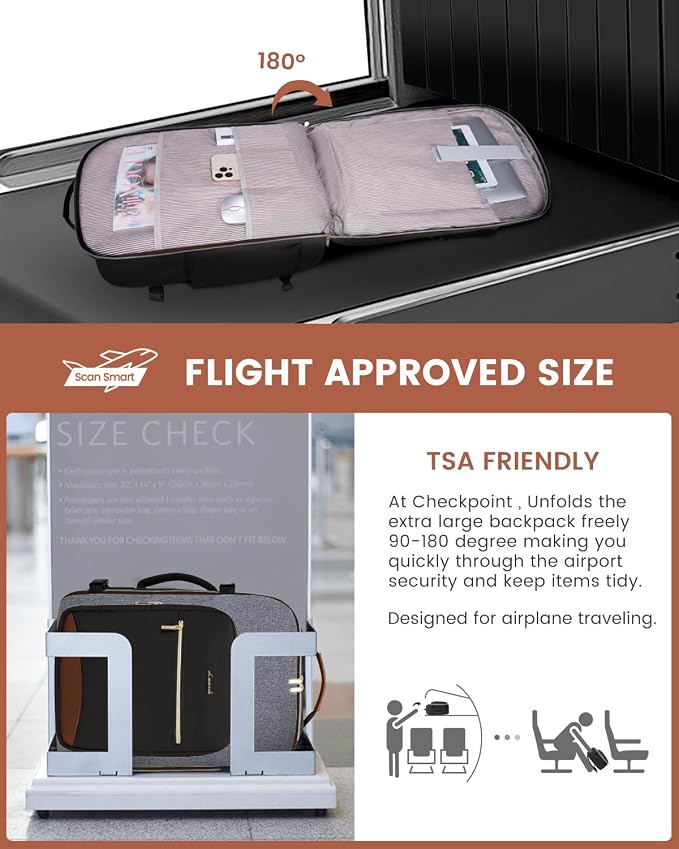 LOVEVOOK 40L Travel Backpack for Women & Men, Airline Approved Carry On Luggage with 3 Packing Cubes, TSA Overnight Bags, Waterproof Personal Item Bag, Weekender Essentials Backpacks fits 17" Laptop - Image 2