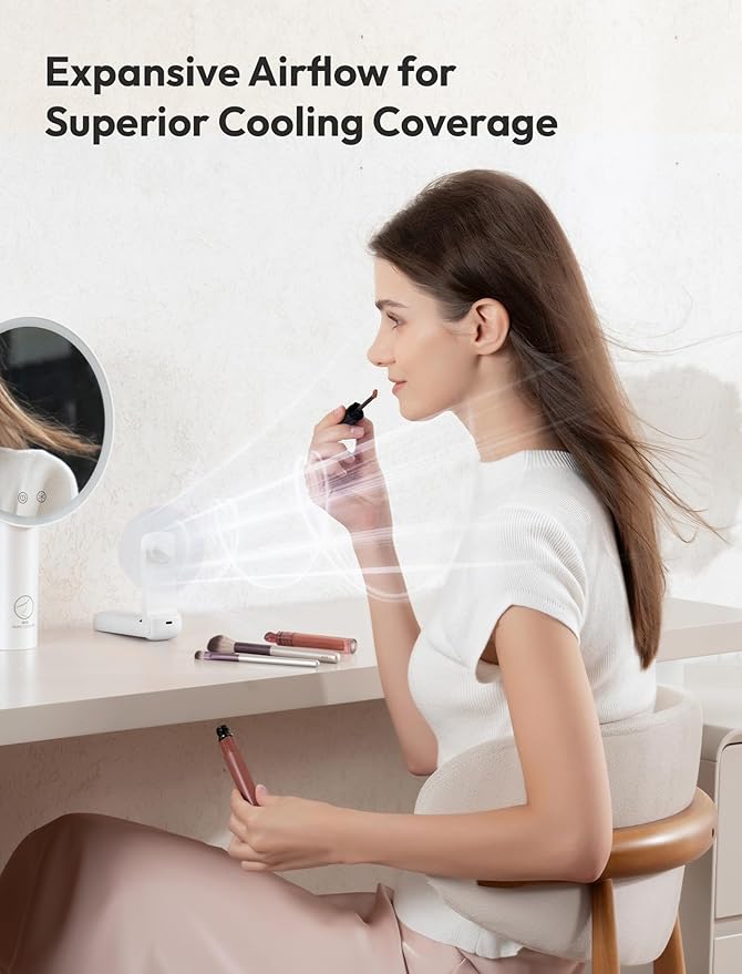 Aecooly Slim Portable Fan, Thin Handheld Fan, USB Rechargeable Mini Personal [24H Max Cooling Time], Battery Powered Small Foldable Pocket for Travel, Summer, Gifts for Women, Girls -White - Image 4