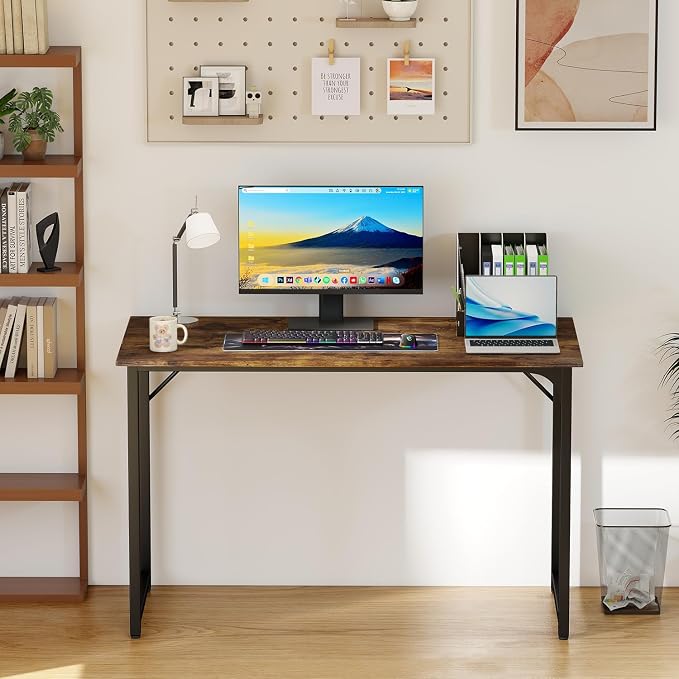 PayLessHere | 47 Inch Computer Desk | Vintage | Office Desk with Metal Frame, Adjustable Feet | Water-Resistant, Scratchproof Surface | Sturdy Writing Table for Home Office or Study | Pack of 1 - Image 4