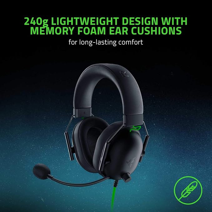Razer BlackShark V2 X Gaming Headset: 7.1 Surround Sound - 50mm Drivers - Memory Foam Cushion - For PC, PS4, PS5, Switch - 3.5mm Audio Jack - Black | 7.1 Surround Sound, 50mm Drivers, Cardioid Mic, Lightweight, Memory Foam, Noise Isolating Earcups, for... - Image 6