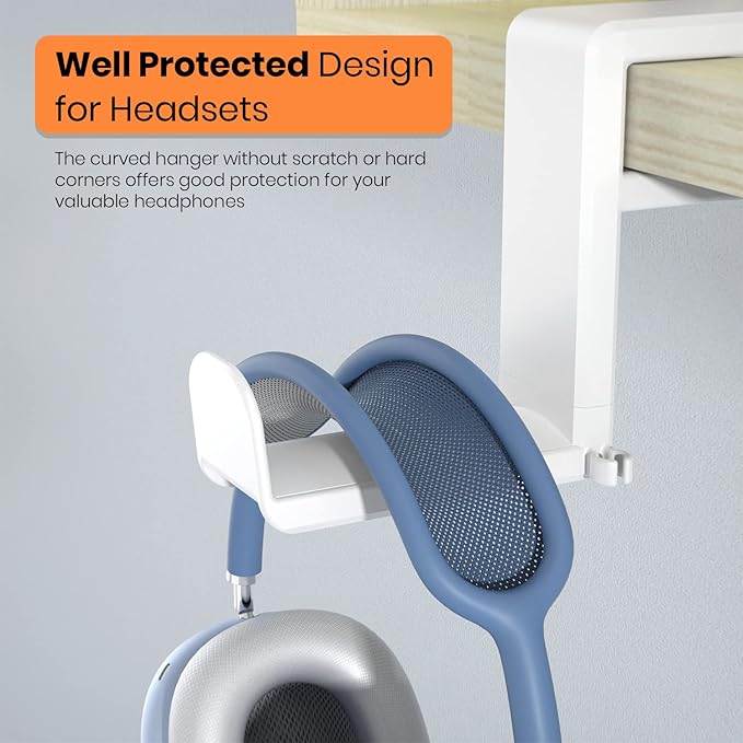 3in1 Rotating Headphone Holder - EURPMASK 3in1 PC Gaming Headset Holder w/Detachable Controller Holder, Adjustable Clamp-on Headset Stand,Headphone Hanger Hook Under Desk w/Cable Clip Organizer - Image 6
