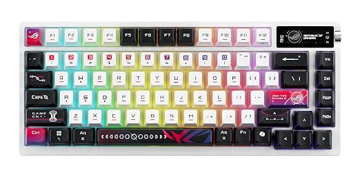 ROG Azoth X 75% custom gaming keyboard, hot-swappable Storm V2 Switches, gasket mount, dampening foam, FR4 plate, south-facing PCB, tri-mode connection, OLED display, control knob, wrist rest, Mac - Image 7