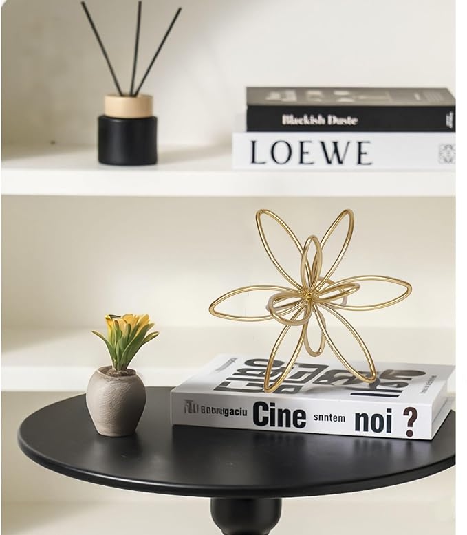 Gold Metal Sculpture Decoration Geometric Sphere Decor Modern Abstract Cube Figurine Ball Statue Centerpiece for Home Decor Accent Living Room Office Shelf Bookshelf Tabletop Decorative - Image 4