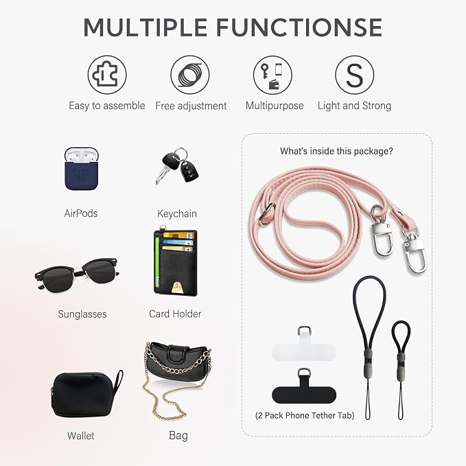 BFSD·DM Phone Crossbody Strap, Universal Crossbody Patch Phone Lanyards,Phone Lanyards for Around The Neck,Phone Strap,Compatible with Most Smartphones, (Pink) - Image 4