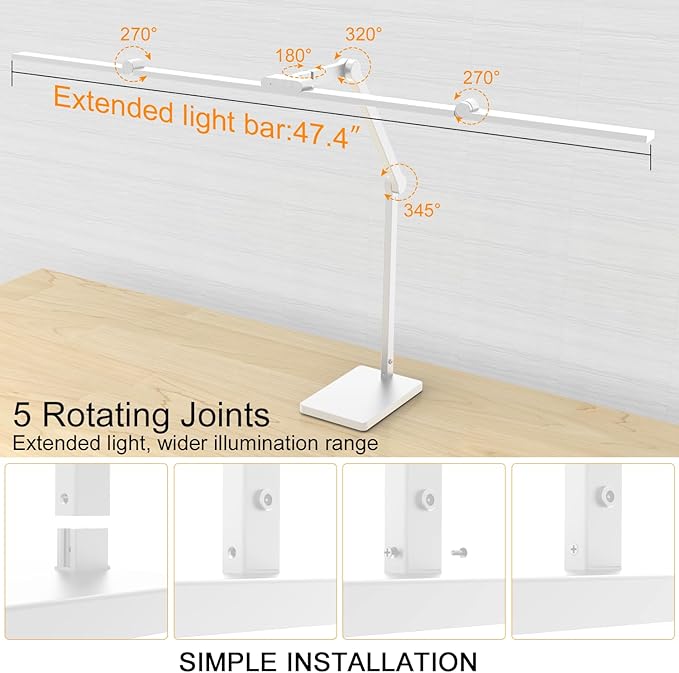 Omorepa 36 W 3000 LM Ultra Bright Architect Desk Lamp with Base, 47.4 Inch Wide Tall Overhead Desk Light for Home Office, Dimmable Table Light with Remote for Desktop Working,Drafting,Reading - Image 3