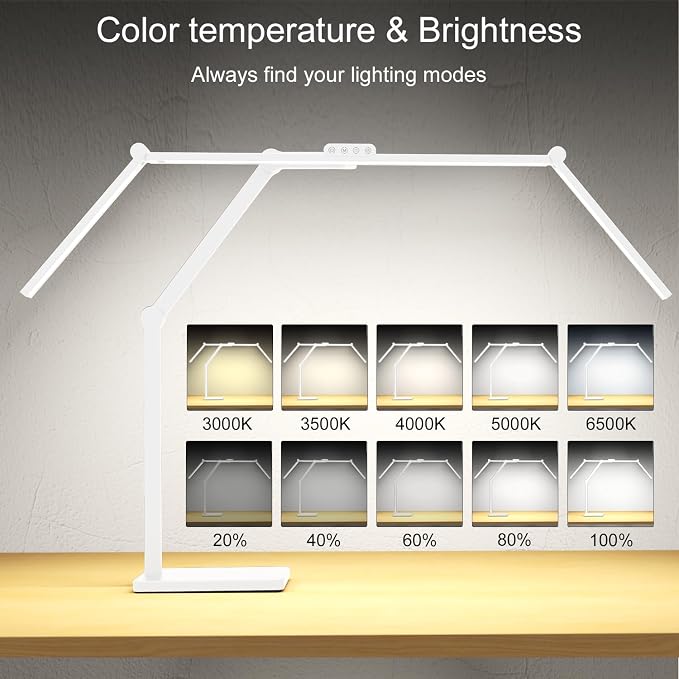 Omorepa 36 W 3000 LM Ultra Bright Architect Desk Lamp with Base, 47.4 Inch Wide Tall Overhead Desk Light for Home Office, Dimmable Table Light with Remote for Desktop Working,Drafting,Reading - Image 4