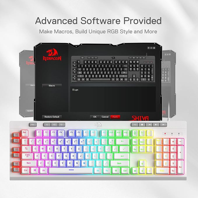 Redragon K512 RGB Membrane Gaming Keyboard, 6 Macro Keys & Easy Media Wheel | Dedicated Scroll Controls, No Software Needed 6 On-the-Fly Combos for Extensive Games, 13 Backlight Modes, Wrist Support - Image 7
