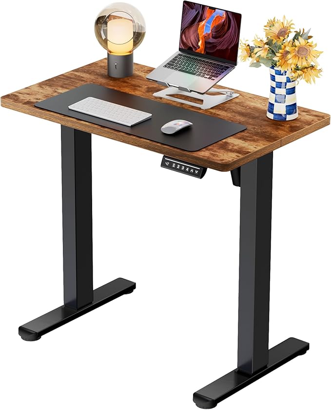 ErGear Height Adjustable Electric Standing Desk, 32 x 19 Inches Sit Stand up Desk, Memory Computer Home Office Desk, Vintage Brown by ErGear
