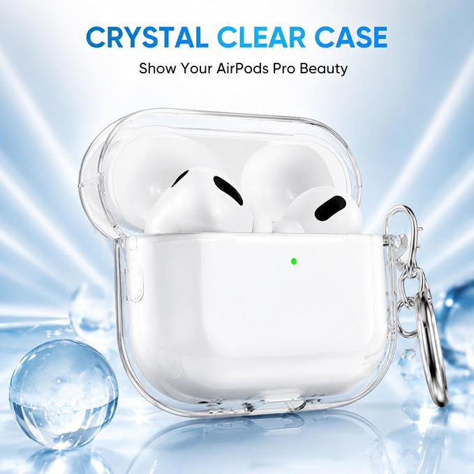 for AirPods Pro 3 Clear Case 2025, Military-Grade Shockproof, Soft TPU Highly Transparent Anti-Yellowing for AirPods Pro 3 Case with Cleaning Kit & Cute Round Buckle, Clear White - Image 2