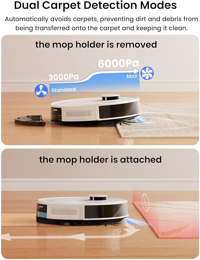 Lefant Robot Vacuum and Mop,75-Day Self-Emptying,6000Pa Powerful Suction,Customized Cleaning,Home Mapping, 140 Min Runtime, Roller Brush for Carpet,2.4G/5G WiFi/Alexa/APP/iWatch,M2 Plus - Image 5
