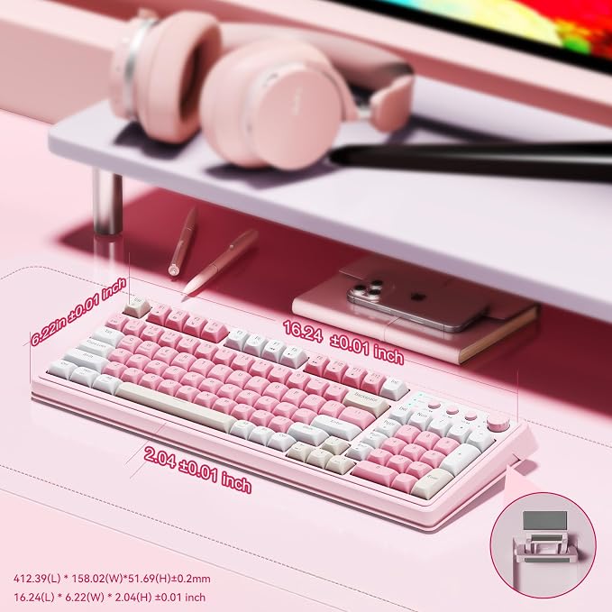 AULA S99 Gaming Keyboard, Wireless Computer Keyboards with Media Knob | 99 Keys Membrane Keyboard,RGB Backlit,Tri-Mode BT/2.4GHz/USB-C,2000mAh Rechargeable Thocky Clicky Creamy Sounding Keyboard - Image 4