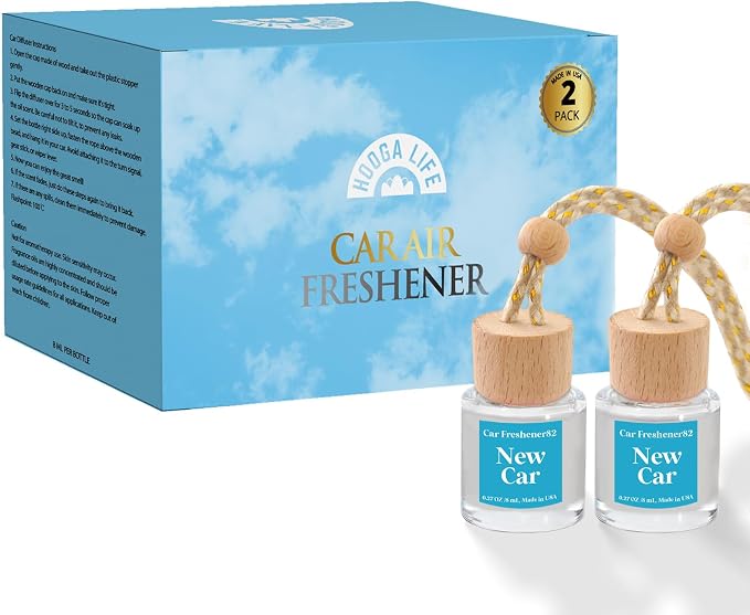HoogaLife Car Air Freshener Diffuser 2 Pack Hanging Air Freshener - New Car Fragrance Oil Air Diffuser for Automobile, 45+ Days Long Lasting Fragrance Made in USA (N82) - Image 5