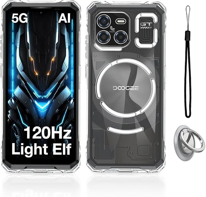 Case Cover for DOOGEE Blade GT AI 5G, Phone Case with Ring Buckles and Lanyards, Premium TPU Material Protective Shell, Protective Cover with Scratch and Anti-Fingerprint, Transparent by Unknown