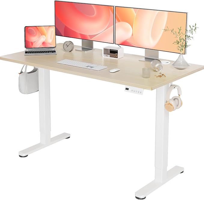 YDN 55 x 24 Inch Nature Electric Standing Desk | Adjustable Height, Sit Stand, Cable Management, Ergonomic, Home Office by YDN