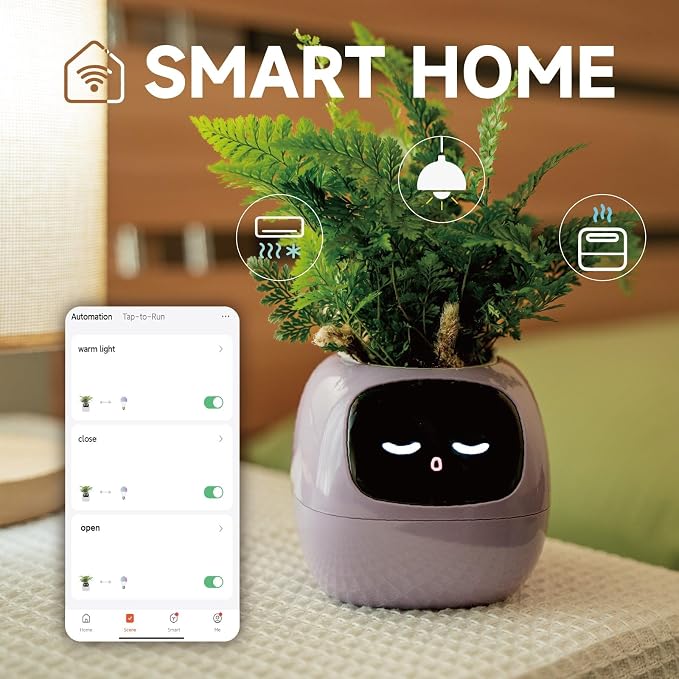 PLANTSIO Smart pet Planter Robot Guidance on Plant Care with Emojis, Adorable Plant Companion with Rich Gesture Interaction, Neat Desk Setup Gift (Green) - Image 5
