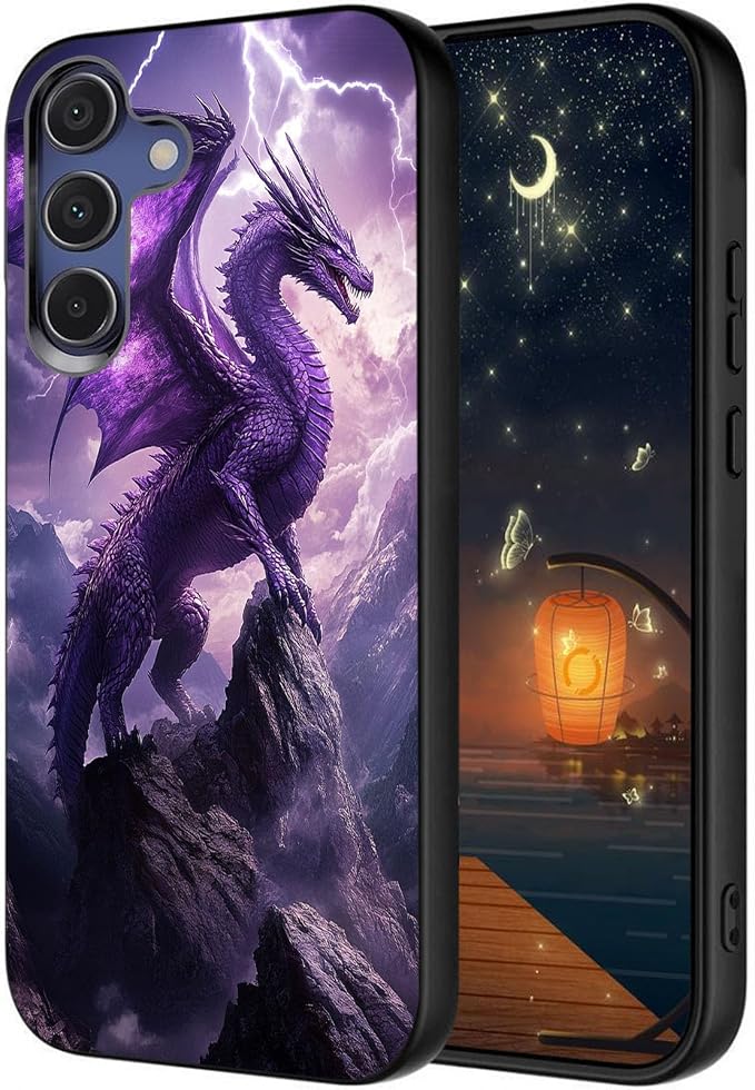 Designed for Galaxy S25 FE Phone Case,Slim Silicone Shockproof Protective Case for Galaxy S25 FE 6.7 inch,Purple Dragon by Unknown
