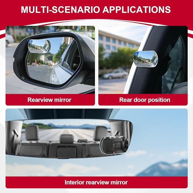 LivTee Blind Spot Mirrors, Flat Oval HD Glass Frameless Convex Rear View Mirrors, Wide Angle Adjustable Stick for Side Mirror, Automotive Exterior Accessories for Car, SUV & Trucks, Pack of 2 - Image 6