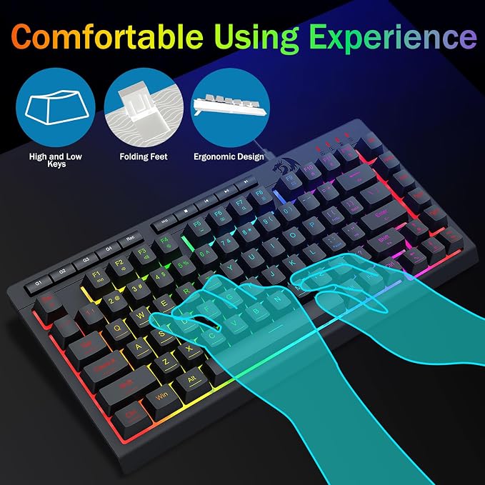 Redragon K524 75% Wired Gaming Keyboard, RGB Backlit, Whisper-Quiet, Black | Membrane Keyboard with Programmable Macro and Multimedia Keys, Anti-ghosting, Spill Resistant,Compact for Win/MAC/PS/Xbox - Image 9