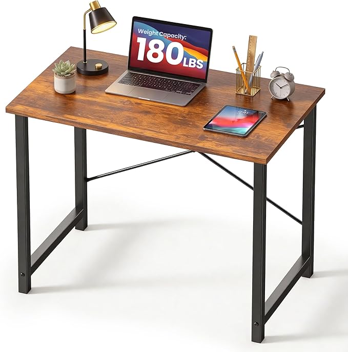 DUMOS 32 Inch Small Computer Desk, Gaming Desks for Home Office Bedroom | Modern Study Writing Work Table, Craft PC Desk Simple Workstation with Reinforcement Structure, Rustic Brown by DumosLifestyle