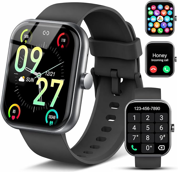 Smart Watch for Men Women (Answer/Make Call), 1.83" HD Touchscreen Fitness Tracker, 110+ Sport Modes, Fitness Watch with Heart Rate/Sleep Monitor/Step, IP68 Waterproof Smartwatch for iPhone Android by Coucur