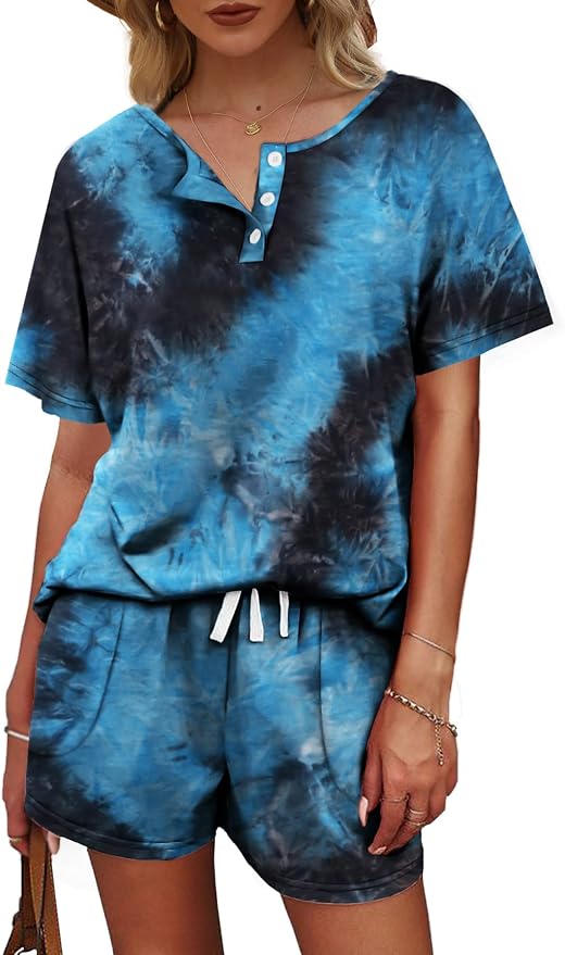 WIHOLL Two Piece Outfits for Women Lounge Sets Button Down Top and Shorts Set Sweatsuits with Pockets - Image 2