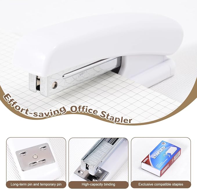 Gawsey White Desk Organizers and Accessories with Desk Organizer 360° Rotating Pen Holder and Office Supplies, Cute Stationery Supplies Set - Image 6