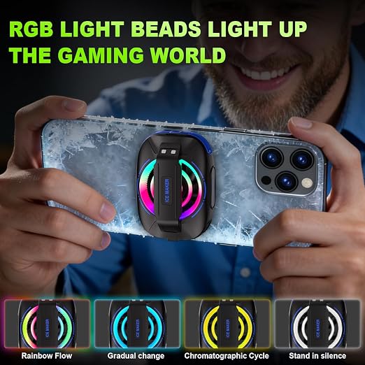 Cell Phone Cooler for Gaming, Magnetic Portable Radiator with RGB Lights, 3000mAh Rechargeable Battery, Compatible with iPhone, iPad, Android - Image 6